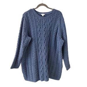 J. Jill Women's Blue Chenille Knit Long Soft Cable Knit Sweater Size 3X